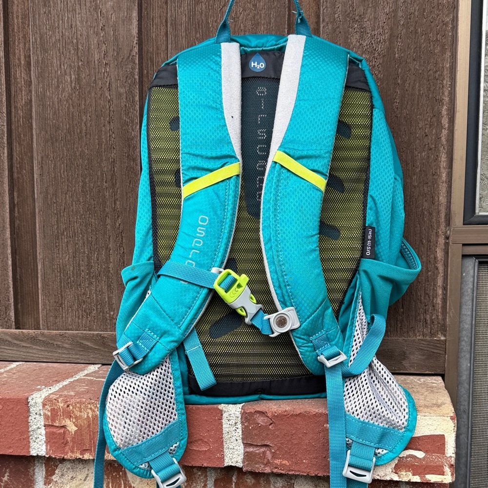 OSPREY Teal Backpack with Neon Yellow Accents HydraJet 15 - Picture 6 of 12